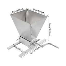 Manual Grain Mill Grinder Silver Stainless Steel 4L Hopper Adjustable Roller Gap Complete Fittings for Barley Wheat Home Beer Brewing