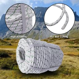 3/8 in X 100 ft. White-Green High-Strength Polyester Braided Rope with 2124 lbs. Maximum Pull, Tree Work Rope for Sailboat Camping and Horticultural Farm operations