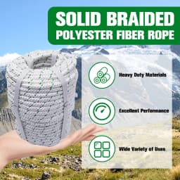 3/8 in X 100 ft. White-Green High-Strength Polyester Braided Rope with 2124 lbs. Maximum Pull, Tree Work Rope for Sailboat Camping and Horticultural Farm operations