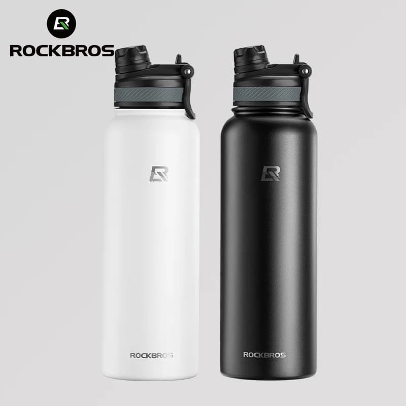 ROCKBROS Thermos Water Bottle 500ml 1000ml Thermal Cup Non Slip 304 Stainless Steel Cold And Hot Thermo Cup Cycling Hiking Equipment