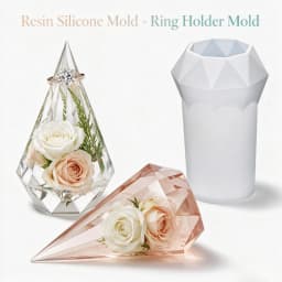 Diamond Cone Ring Base Resin Silicone Moulds, Multi Faceted Pyramid Silicone Moulds for Epoxy Resin Casting, Suitable for Ring Bases, Wedding Decorations, Engagement Gifts, Decorative Home Accessories and DIY Resin Crafts