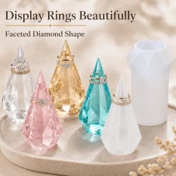Diamond Cone Ring Base Resin Silicone Moulds, Multi Faceted Pyramid Silicone Moulds for Epoxy Resin Casting, Suitable for Ring Bases, Wedding Decorations, Engagement Gifts, Decorative Home Accessories and DIY Resin Crafts