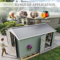 10x12 FT Outdoor Metal Storage Shed, Large Storage Sheds with Sturdy Frame Structure, Metal Garden Tool Shed with Lockable Door