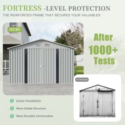 10x12 FT Outdoor Metal Storage Shed, Large Storage Sheds with Sturdy Frame Structure, Metal Garden Tool Shed with Lockable Door