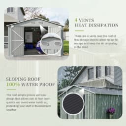 10x12 FT Outdoor Metal Storage Shed, Large Storage Sheds with Sturdy Frame Structure, Metal Garden Tool Shed with Lockable Door