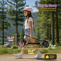 C10 Kids Electric Scooter with LED Display, 250W Motor 10 MPH Max Speed 6 Miles Range, 3 Adjustable Heights, 6.5" Solid Tires Foldable Electric Scooter for Boys Girls Ages 6-12