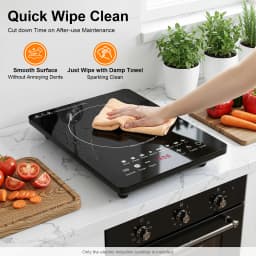Portable Induction Burner, 750W Electric Induction Countertop Burner with Touch Panel, 8Cooking Preset Programs, Temp Adjustable for Home RV Dorm