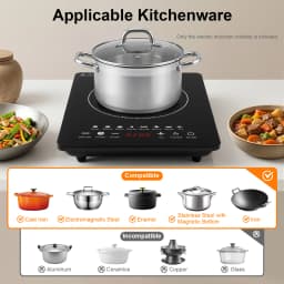 Portable Induction Burner, 750W Electric Induction Countertop Burner with Touch Panel, 8Cooking Preset Programs, Temp Adjustable for Home RV Dorm