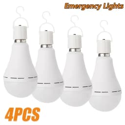 4/8/10/12pcs Rechargeable LED Emergency Bulbs, IP54waterproof, 2000mAh Large Battery 60W Equivalent Brightness, E27 Base (E26 Compatible), Wireless Portable with Hook, 6000K Cool White Light, for Home/ Office/ Camping/ Outage/ Outdoor Use