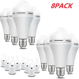 4/8/10/12pcs Rechargeable LED Emergency Bulbs, IP54waterproof, 2000mAh Large Battery 60W Equivalent Brightness, E27 Base (E26 Compatible), Wireless Portable with Hook, 6000K Cool White Light, for Home/ Office/ Camping/ Outage/ Outdoor Use