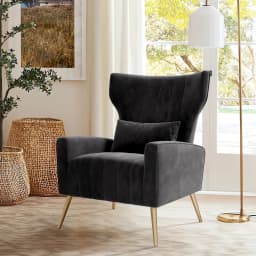 Velvet Fabric Upholstered Reading Comfy Mid Century Modern Armchair with Metal Legs And Spring Support, Accent Chair for Living Room