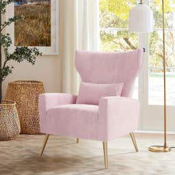 Velvet Fabric Upholstered Reading Comfy Mid Century Modern Armchair with Metal Legs And Spring Support, Accent Chair for Living Room