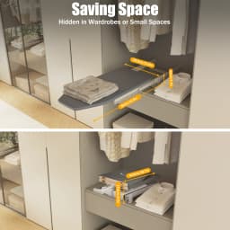 Foldable Ironing Board for Cabinet, 180° Rotating Pull-Out Ironing Station with Anti-Scald Cover, Space Saving Wall Mount Laundry Organizer for Small Apartments, Bedrooms & Laundry Rooms