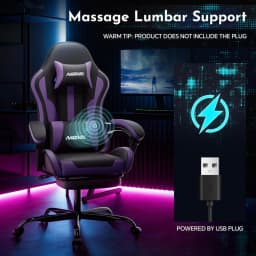 Ergonomic Computer Gaming Chair with Footrest, Lumbar Support, 360° Swivel, Adjustable Height