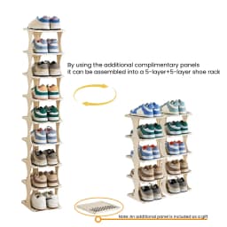 Foldable Shoe Rack 6/9-Tier Collapsible Shoe Organizer Space-Saving Vertical Shoe Storage Tower Freestanding Corner Shoe Shelf Cabinet Multifunctional Stand for Home Entryway Closet