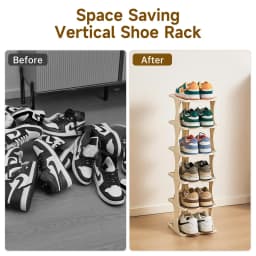 Foldable Shoe Rack 6/9-Tier Collapsible Shoe Organizer Space-Saving Vertical Shoe Storage Tower Freestanding Corner Shoe Shelf Cabinet Multifunctional Stand for Home Entryway Closet