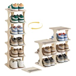 Foldable Shoe Rack 6/9-Tier Collapsible Shoe Organizer Space-Saving Vertical Shoe Storage Tower Freestanding Corner Shoe Shelf Cabinet Multifunctional Stand for Home Entryway Closet
