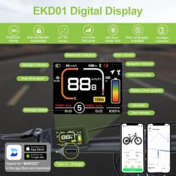 Electric Bike Display EKD01 CAN/UART Protocol Bluetooth Navigation Multilingual eBike Computer 9 PAS For BAFANG Motor Protocol 5PIN IP6