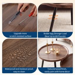 Round Nesting Coffee Table Set of 2, Wood & Metal Accent Table