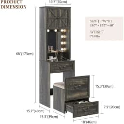 Vanity Desk with Mirror, Lights, and Storage for Makeup, Compact Desk with Drawers and Shelves, Vanity Table with Hidden Chair,
