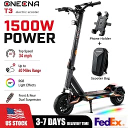 ONECNA T4/T3/T2 Adult Electric Scooter/3500W/1200W/1000W, Father's Day Gift, Single Motor with 50 Miles Range Battery, Up to 40 MPH Top Speed E-Scooter, Foldable Convenient Commuting Scooter for Adults RGB