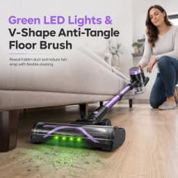 Cordless Vacuum Cleaner for Home, 55KPa Powerful Suction Rechargeable Stick Vacuum, Up to 45 Minutes Runtime, Self-Standing Design, 1.5L Dust Cup and 3 Cleaning Modes for Pet Hair and Carpet
