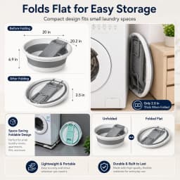 Large Collapsible Washboard Basin for Hand Washing Clothes - Portable Laundry Tub with Scrubber, Durable & Sturdy, Foldable Space-Saver, Ideal for Home, Travel, and Camping