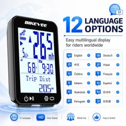 Bikevee Newest Professional Bluetooth Wireless GPS Bicycle Computer MPH KM/H 12 Languages Multilanguage 2.4-inch LCD Display Screen Rechargeable Bike Speedometer Odometer Stopwatch Tracker with Auto Backlight Connect BIKEVEE APP Cycling Accessories