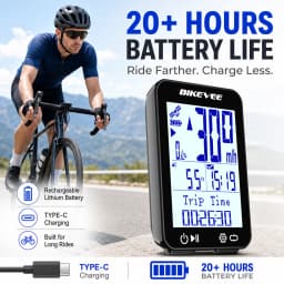 Bikevee Newest Professional Bluetooth Wireless GPS Bicycle Computer MPH KM/H 12 Languages Multilanguage 2.4-inch LCD Display Screen Rechargeable Bike Speedometer Odometer Stopwatch Tracker with Auto Backlight Connect BIKEVEE APP Cycling Accessories