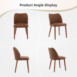 Dining Chair Set Of 2, Leather Upholstered Kitchen Chairs With Wing Back Thick Cushion Wood Legs For Dining Room Living Room
