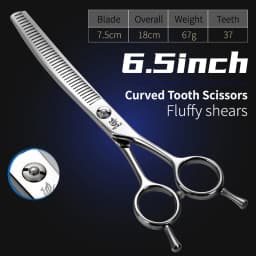 Fenice JP440C 6.5/7/7.5 inch Pet Scissors Grooming Curved Thinner Shears Trimmers for Dogs Fluffy Traceless Thinning Rate 50-55%