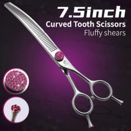Fenice JP440C 6.5/7/7.5 inch Pet Scissors Grooming Curved Thinner Shears Trimmers for Dogs Fluffy Traceless Thinning Rate 50-55%