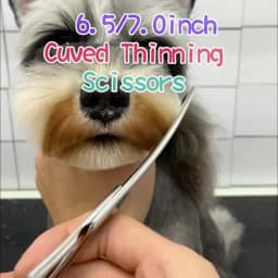 Fenice JP440C 6.5/7/7.5 inch Pet Scissors Grooming Curved Thinner Shears Trimmers for Dogs Fluffy Traceless Thinning Rate 50-55%