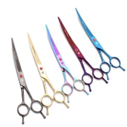 Purple Dragon Dog Grooming Scissors 6.5" 7" Stainless Up Curved Scissors Professional Pet Shears Chunker Thinning Scissors Z3002