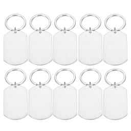 10 Pcs Blank ID Tag Stainless Steel Military Name Plate Keychain For DIY Accessories Custom Logo Name Women Men Keychain Ring
