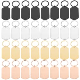 10 Pcs Blank ID Tag Stainless Steel Military Name Plate Keychain For DIY Accessories Custom Logo Name Women Men Keychain Ring
