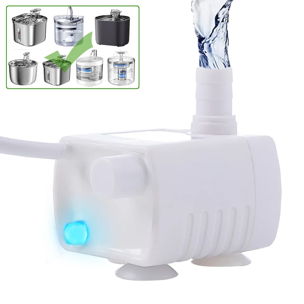 Water Pump LED Light Pet Cat Water Fountain Accessories Replacement Cats Water Dispenser Filter Element Anti-Dry Boil Water Pump