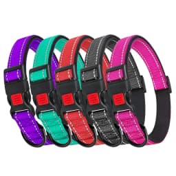 Reflective Dog Collar,Soft Neoprene Padded Breathable Nylon Pet Collar Adjustable for Medium Large Dogs, Neck