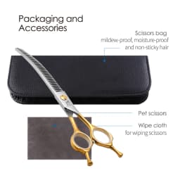 Fenice JP440C High Quality 7.0/7.5 inch Professional Dog Grooming Scissors Curved Chunker Scissors Grooming for Dogs Face Body