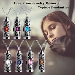 Crystal Cremation Urn Necklace for Ashes Keepsake Cremation Jewelry for Human Ashes Stainless Steel Memorial Pendant with Flower