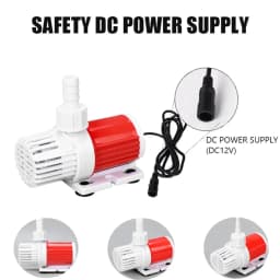 10W 1000L/H Aquarium Water Pump DC 12V Fountain Water Pump with 16.4ft High Lift for Aquarium Fish Tank Pond Fountain
