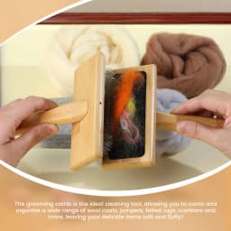 2Pcs Wool Carding Comb Wool Carding Brushes with Bamboo Handle Multipurpose Hand Wool Brushes Professional Needle Felting