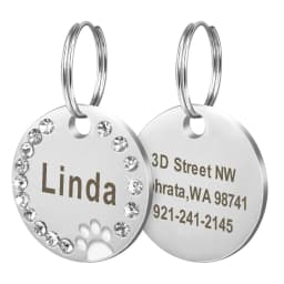 Personalized Dog Cat ID Tag Bling Rhinestone Puppy Kitten Name Tags Anti-lost Pet Collar Accessories Free Engraved Pet Products