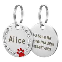 Personalized Dog Cat ID Tag Bling Rhinestone Puppy Kitten Name Tags Anti-lost Pet Collar Accessories Free Engraved Pet Products