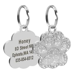 Personalized Dog Cat ID Tag Bling Rhinestone Puppy Kitten Name Tags Anti-lost Pet Collar Accessories Free Engraved Pet Products