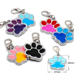 Wholesale 20pcs Dog Cat Tag Pet Dog Collar Accessories Personalized Paw Shape ID Tags Name No. Telephone Tags For Dog Supplies