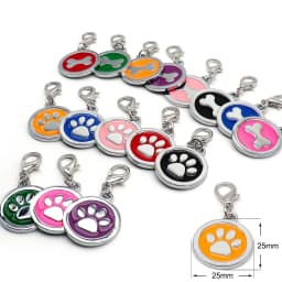 Wholesale 20pcs Dog Cat Tag Pet Dog Collar Accessories Personalized Paw Shape ID Tags Name No. Telephone Tags For Dog Supplies