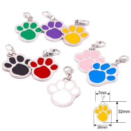 Wholesale 20pcs Dog Cat Tag Pet Dog Collar Accessories Personalized Paw Shape ID Tags Name No. Telephone Tags For Dog Supplies