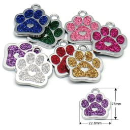 Wholesale 20pcs Dog Cat Tag Pet Dog Collar Accessories Personalized Paw Shape ID Tags Name No. Telephone Tags For Dog Supplies
