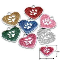 Wholesale 20pcs Dog Cat Tag Pet Dog Collar Accessories Personalized Paw Shape ID Tags Name No. Telephone Tags For Dog Supplies